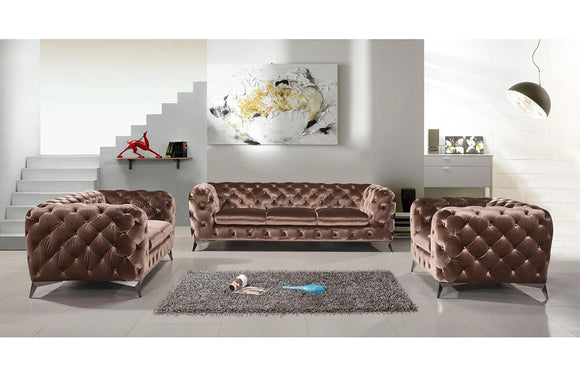 Kira Modern Brown Fabric Sofa Set