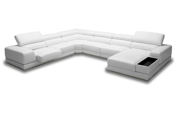 Laura Modern White Leather Sectional Sofa