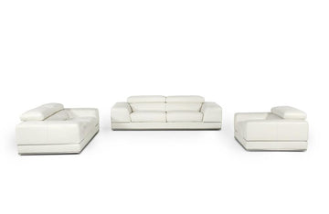 Seth Modern White Leather Sofa Set