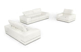 Seth Modern White Leather Sofa Set