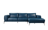 Divani Casa Drancy Modern Blue Bonded Leather Sectional Sofa