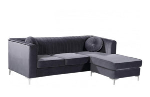 Elvina Grey Chrome Sectional Sofa