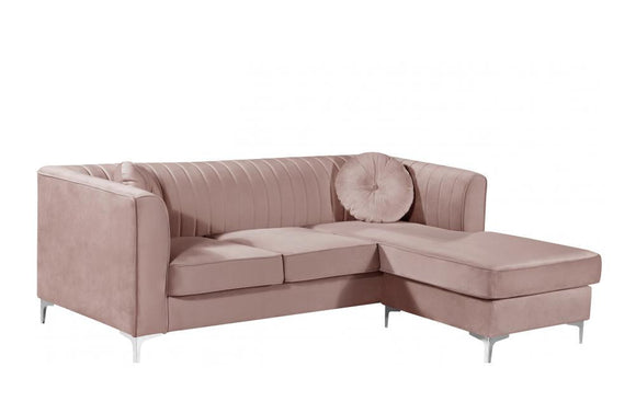 Elvina Pink Chrome Sectional Sofa