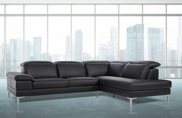 Jasper Modern Black Eco-Leather Sectional Sofa