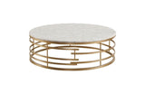 Noble Gold Round Cocktail Table with Faux Marble Top
