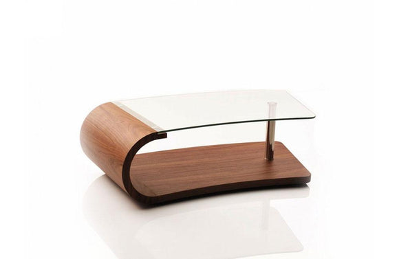Wren Modern Walnut and Glass Coffee Table