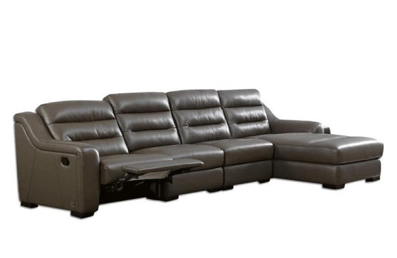Odele Gray Leather Sectional Sofa Reclining