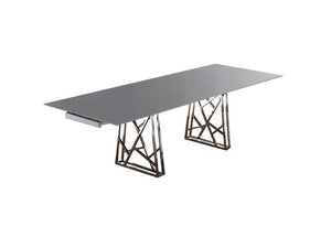 Borg Dining Table Gray Glass Top