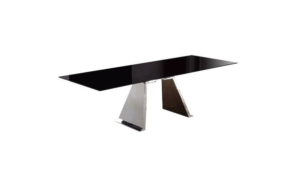 Penthouse Dining Table Black Glass Top
