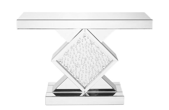 Rectangle Crystal Console Table in Clear Mirror Finish