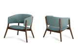 Dante Modern Blue Fabric & Walnut Accent Chair