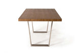 Byron Modern Walnut & Stainless Steel Dining Table