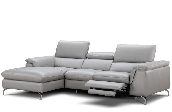 Julie Light Gray Leather Sectional Sofa