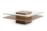 Clarion Modern Walnut and Glass Coffee Table