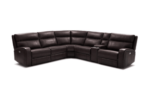 Rome Brown Reclining Leather Sectional Sofa