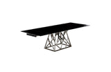 Twist Dining Table Black Glass Top