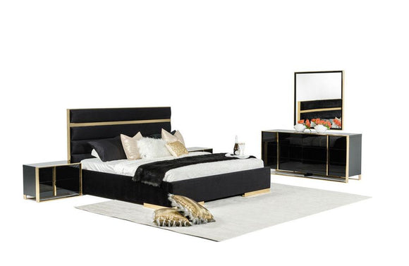 Montblanc Modern Black & Gold Bedroom Set