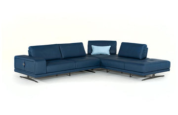 Grady Modern Blue Leather Sectional Sofa