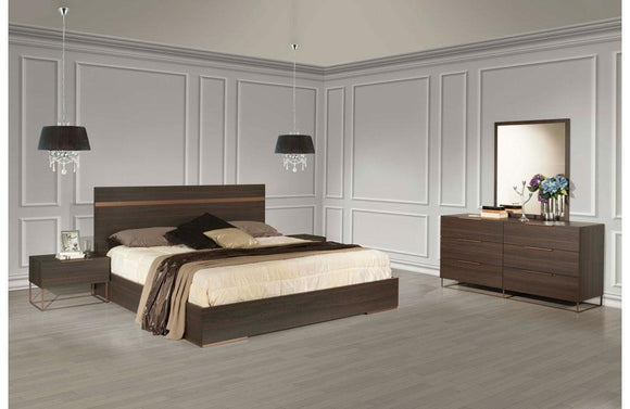 Benzon Italian Modern Dark Rovere Bedroom Set