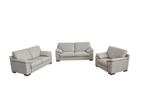 Morris Italian Modern Gray Leather Sofa Set
