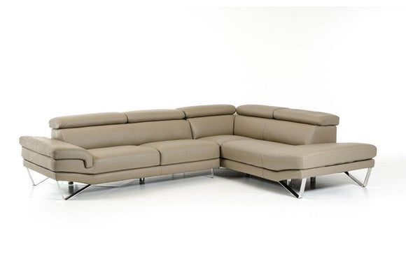 Aria Modern Gray Italian Leather Sectional Sofa