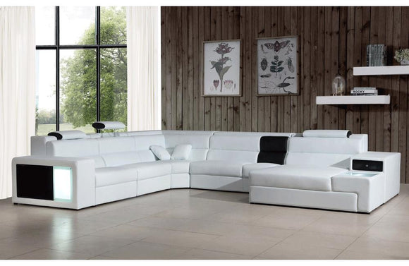 Polaris Contemporary Bonded Leather Sectional Sofa White