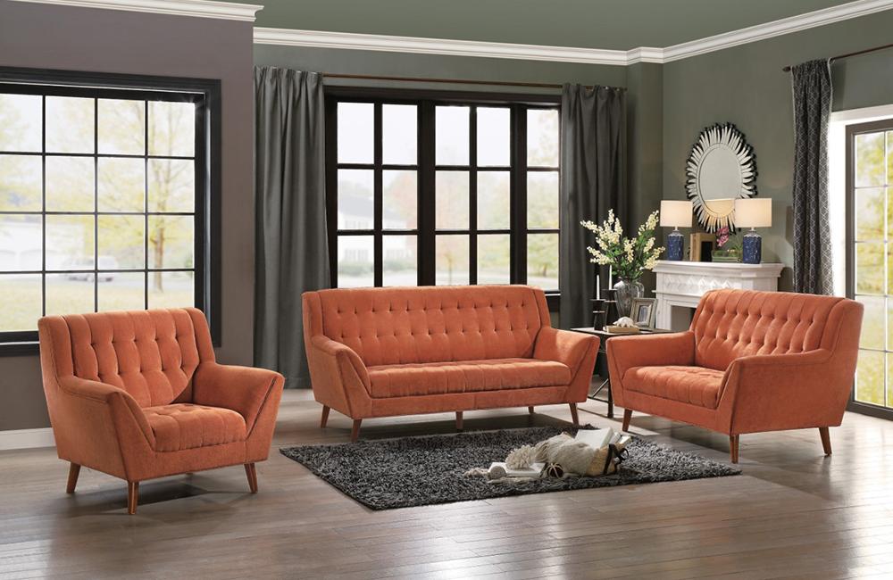 Kingsley Orange Sofa Set 1058