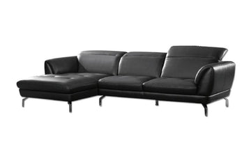 Nicola Black Leather Sectional Sofa