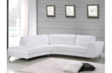 Torri White Leather Sectional Sofa