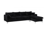 Lorinda Chrome Black Sectional Sofa
