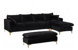 Lorinda Gold Black Sectional Sofa