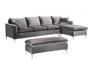 Lorinda Chrome Grey Sectional Sofa