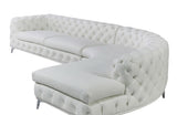 DIvani Casa Kohl Contemporary White RAF Curved Shape Sectional Sofa w/ Chaise
