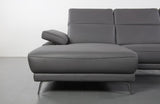 Hudson Grey Chaise Leather Sectional Sofa