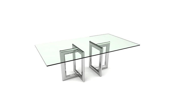 Laina Dining Table Rectangle Base Clear Glass