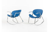 Corvallis Modern Blue Fabric Rocking Arm Chair
