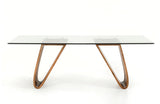 Draper Contemporary Walnut & Glass Dining Table