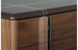 Ria Contemporary Brown Eco-Leather & Walnut Nightstand