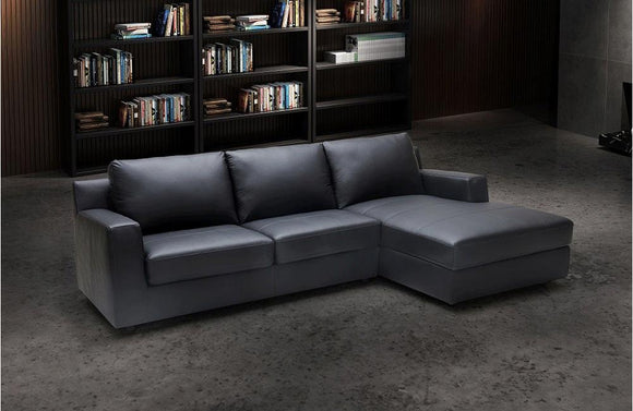 Kaylie Black Leather Sectional Sleeper Sofa