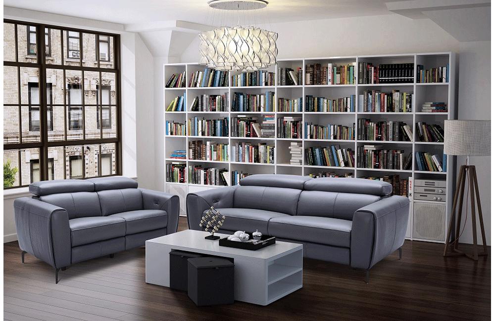シクレット　アドバンスド　ソリューションVモイスチャ-ライザ- Scuzzo Blue Gray Reclining Leather Loveseat | Casa Eleganza – Casa
