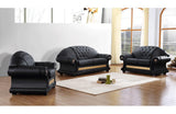Cleopatra Leather Sofa Set Black