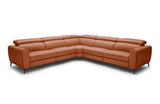 Scuzzo Orange Reclining Leather Sectional Sofa