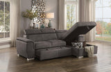 Arno Brown Sectional with Bed and Storage