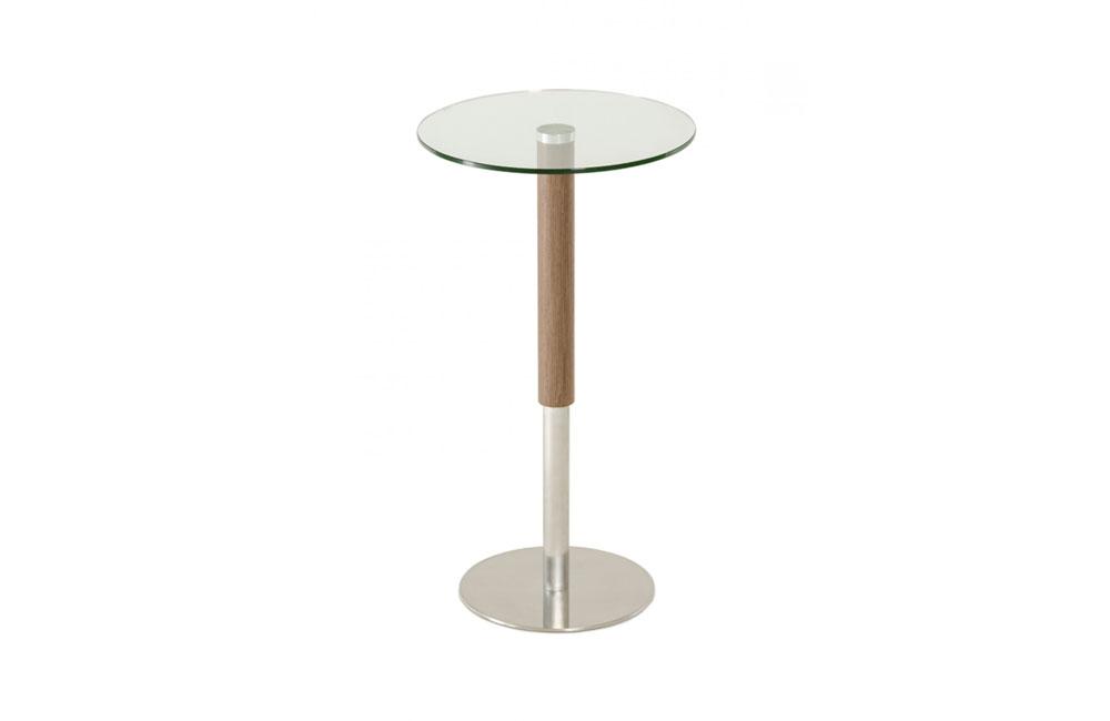 Wyatt Modern Round Glass & Walnut Bar Table