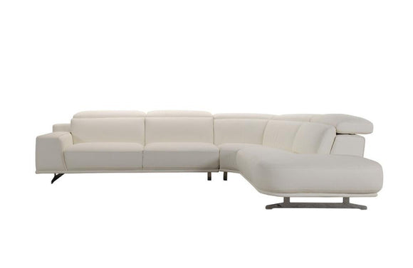 Ryker Divani Casa Benson Modern White Leatherette Sectional Sofa