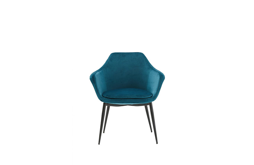 Modrest Wilson Modern Teal Velvet & Black Dining Chair