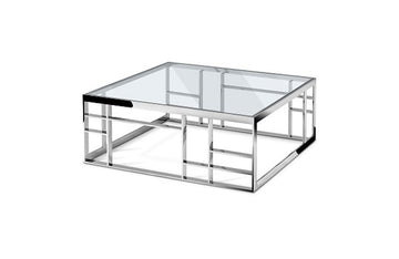 Modrest Stephen Modern Glass & Stainless Steel Square Coffee Table