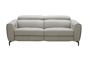 Scuzzo Light Gray Reclining Leather Sofa