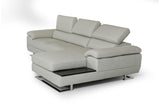 Invictus Modern Gray Leather Sectional Sofa