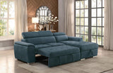 Arno Blue Sectional with Bed and Storage
